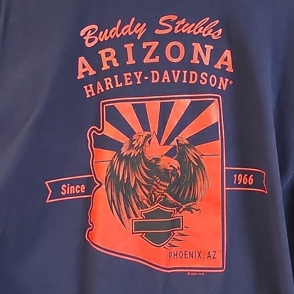 Harley-Davidson Buddy Stubbs Phoenix Arizona Pocketed Blue T-shirt, Sz 3XLT